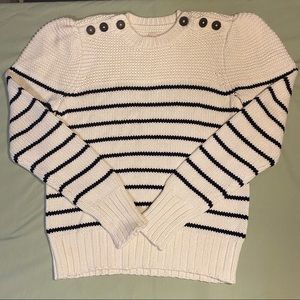 La Vie Rebecca Taylor Striped Button Sweater L